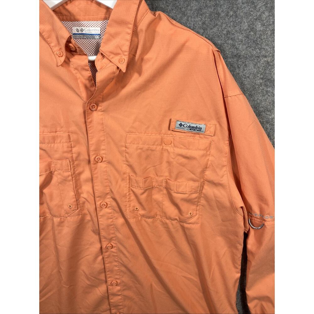 Columbia PFG Shirt Mens Large Pink Peach Vented Long Sleeve Fishing - Picture 2 of 9